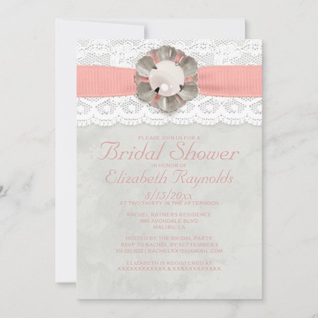 Invitations de douches nuptiales Elegant Pearls (Devant)