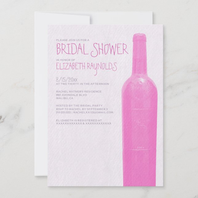 Invitations de douches nuptiales en bouteilles de  (Devant)