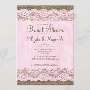 Invitations de douches nuptiales en dentelle rose