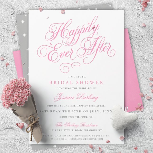 Invitations de douches nuptiales Fairytale en rose (Créateur téléchargé)