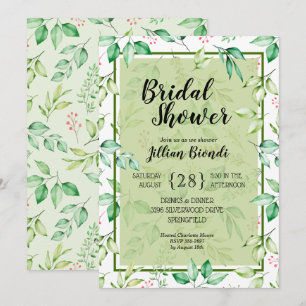 Invitations de douches nuptiales Feuilles vertes