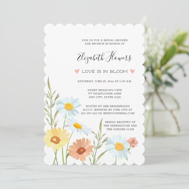 Invitations de douches nuptiales fleurs sauvages (Debout devant)