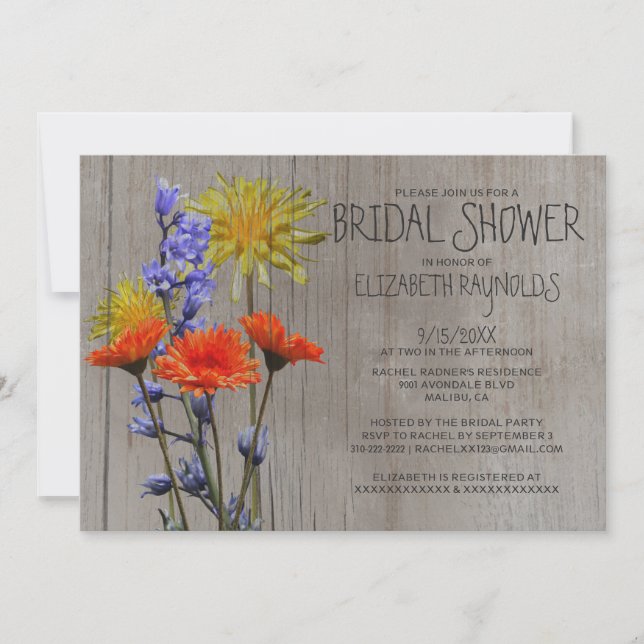 Invitations de douches nuptiales Fleurs sauvages r (Devant)
