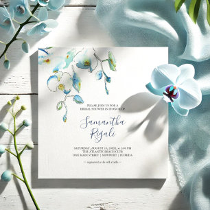 Invitations de douches nuptiales Florales Bleues