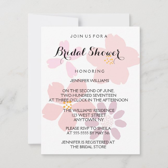 Invitations de douches nuptiales florales mignonne (Devant)