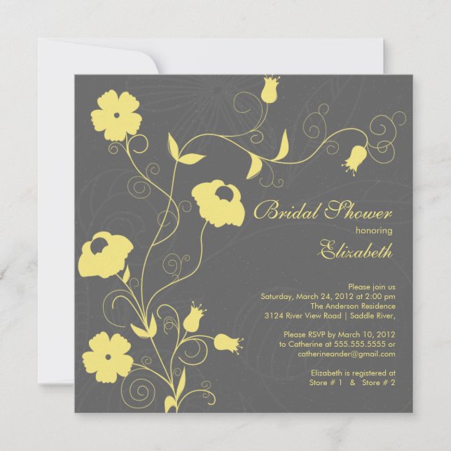 Invitations de douches nuptiales florales modernes (Devant)