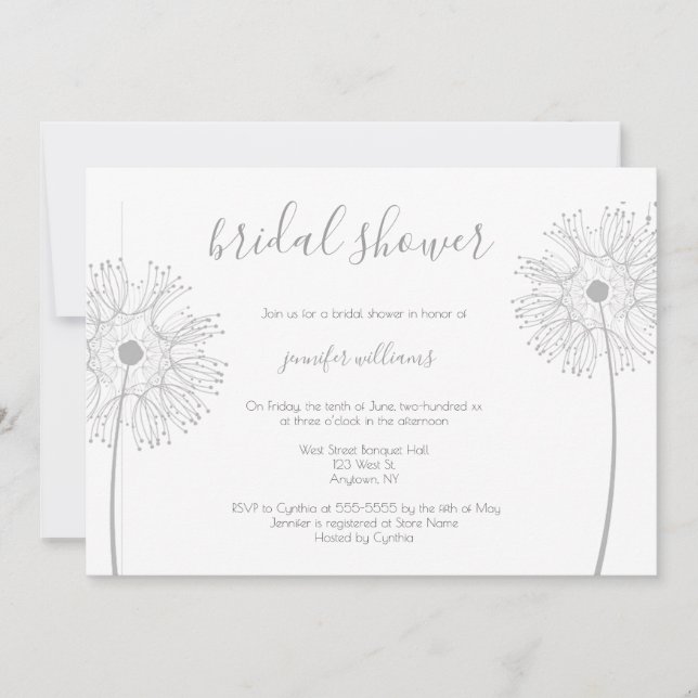 Invitations de douches nuptiales florales pour le  (Devant)