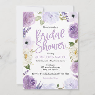 Invitations de douches nuptiales florales violette