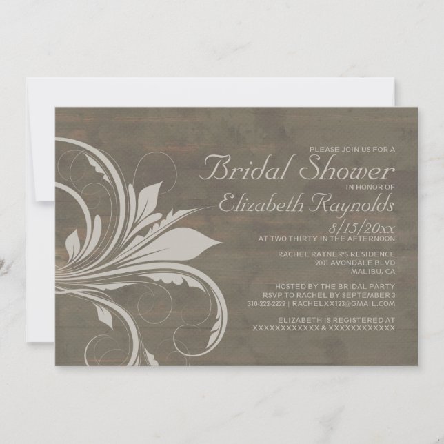 Invitations de douches nuptiales florissantes russ (Devant)