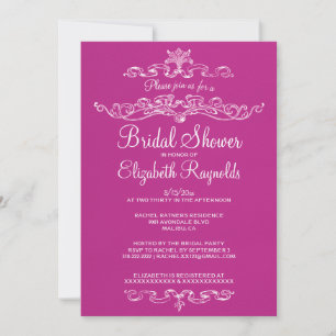Invitations de douches nuptiales Fuchsia de luxe