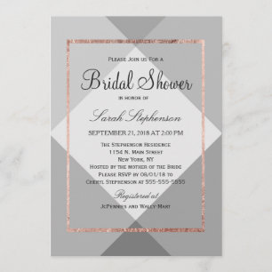 Invitations de douches nuptiales Gold Grey Rose