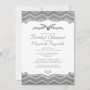 Invitations de douches nuptiales Grey Zigzag
