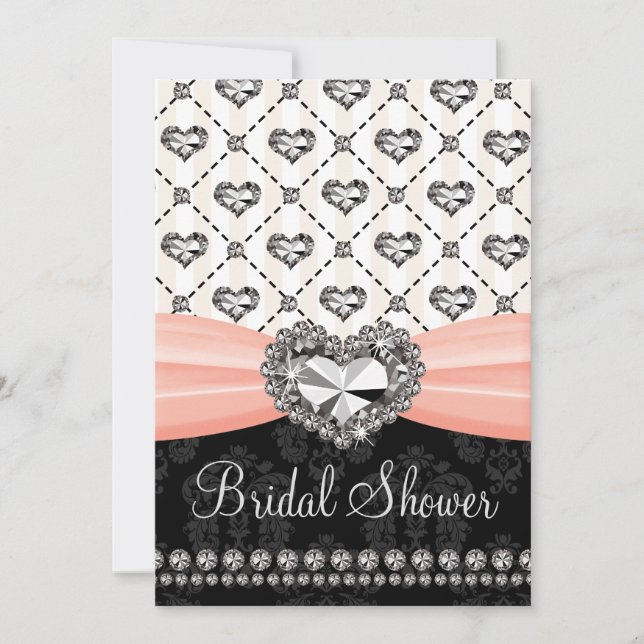 Invitations de douches nuptiales Heart Diamond Noi (Devant)