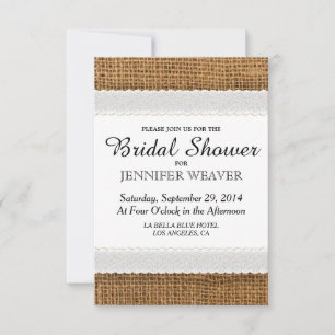 Invitations de douches nuptiales Jute et Lace