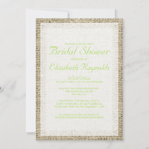 Invitations de douches nuptiales Lime Green Burlap
