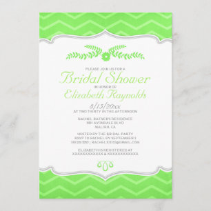 Invitations de douches nuptiales Lime Green Zigzag