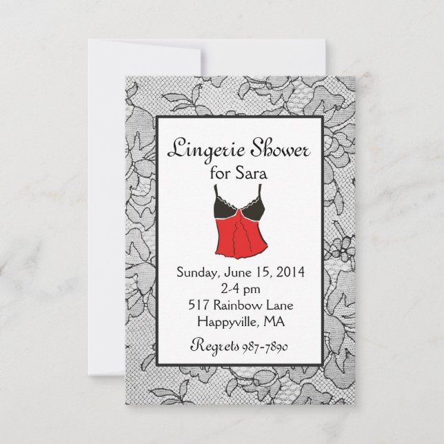 Invitations de douches nuptiales Lingerie rouge de (Devant)