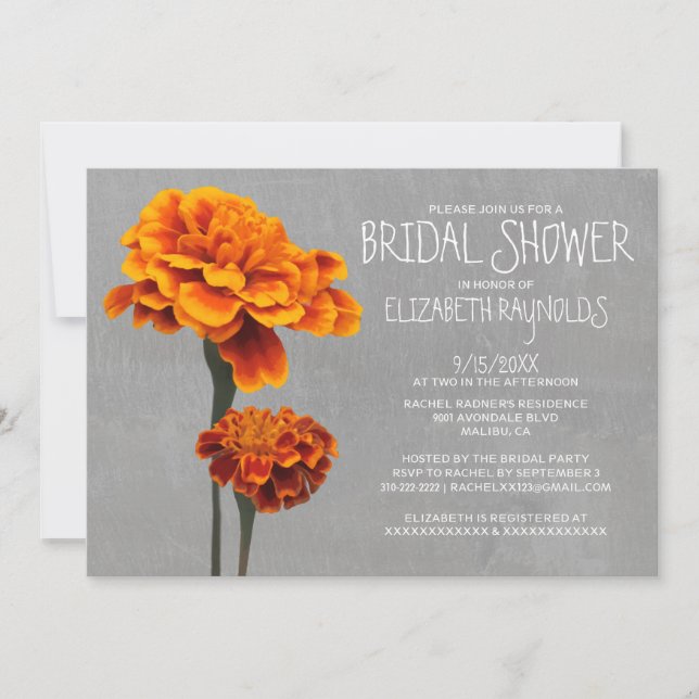 Invitations de douches nuptiales Marigolds (Devant)