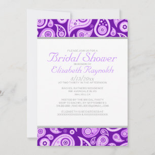 Invitations de douches nuptiales Paisley violet