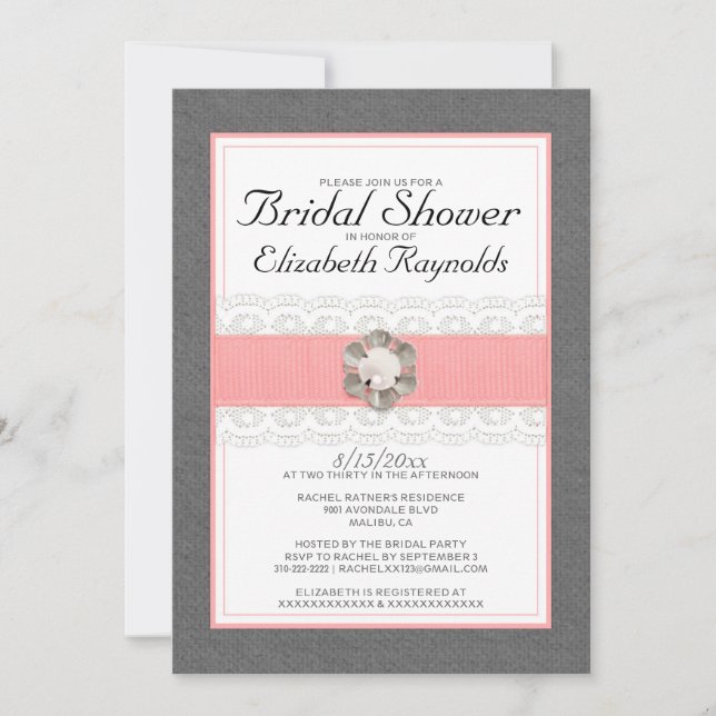 Invitations de douches nuptiales Pearl (Devant)
