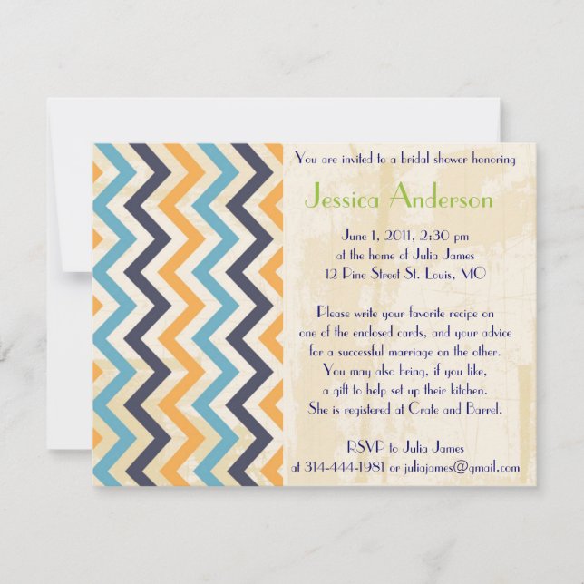 Invitations de douches nuptiales personnalisées (Devant)