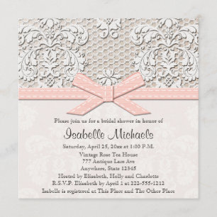 Invitations de douches nuptiales Pink Pearl et Lac