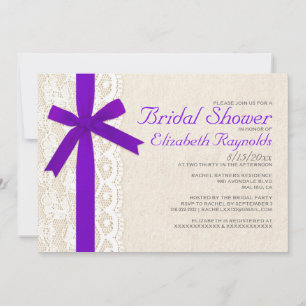 Invitations de douches nuptiales pourpres Bow & La