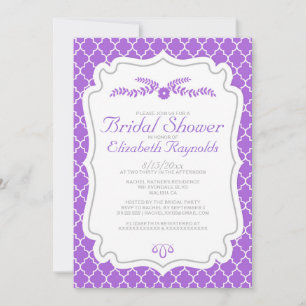 Invitations de douches nuptiales pourpres Quatrefo