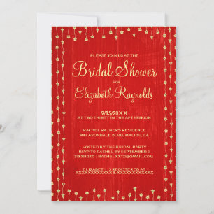 Invitations de douches nuptiales Red Gold Rustic C
