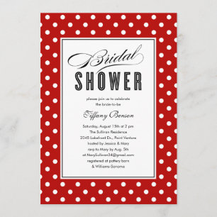 Invitations de douches nuptiales Red Polka Dot
