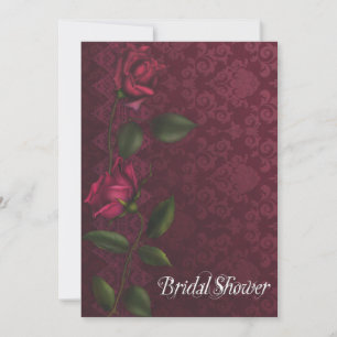 Invitations de douches nuptiales Red Rose Damask