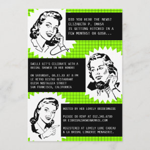 Invitations de douches nuptiales Retro Gossip Gals