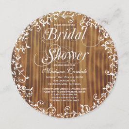 Invitations de douches nuptiales rondes en bois ru
