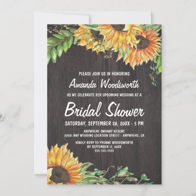 Invitations de douches nuptiales Sunflower Waterco (Devant)