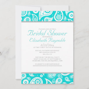 Invitations de douches nuptiales Turquoises Paisle