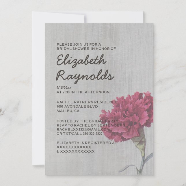 Invitations de douches nuptiales vintages (Devant)