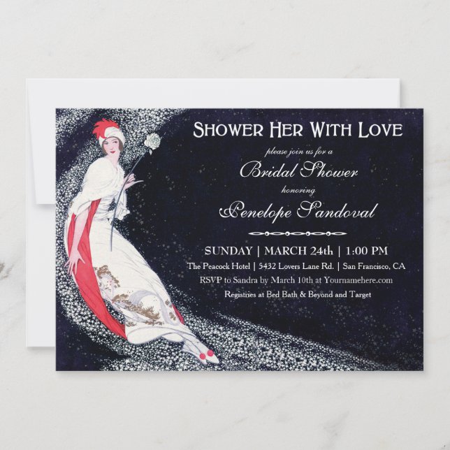Invitations de douches nuptiales Vintages (Devant)