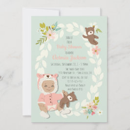 Invitations de douches pour bébé Woodland Bear