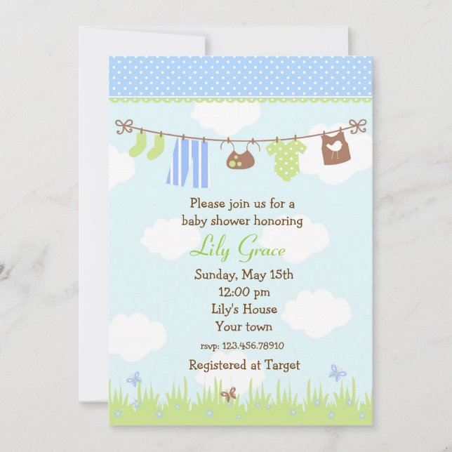 Invitations de douches pour bébés (Devant)