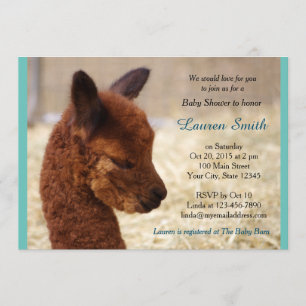 Invitations de douches pour bébés à Alpaca