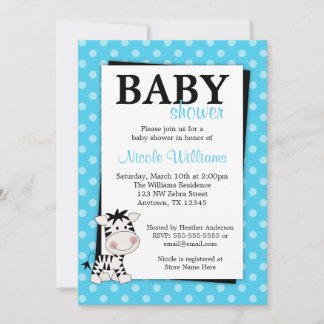 Invitations de douches pour bébés à base de zèbre 