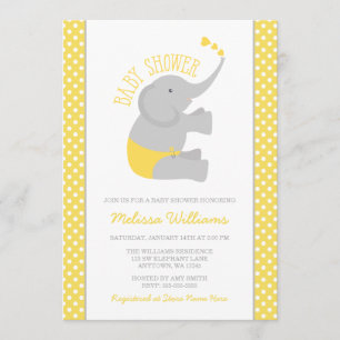 Invitations de douches pour bébés à l'éléphant gri