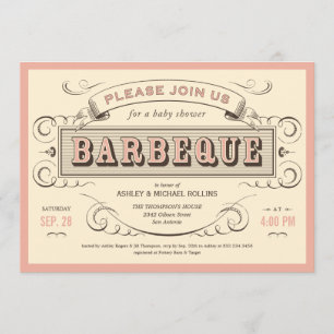Invitations de douches pour bébés au barbecue Vint
