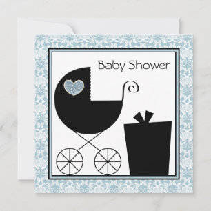 Invitations de douches pour bébés Black Blue Damas