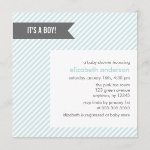 Invitations de douches pour bébés Blue Pinstripes