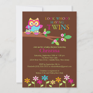 Invitations de douches pour bébés de Twins Owl