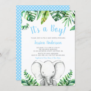 Invitations de douches pour bébés éléphant de la j