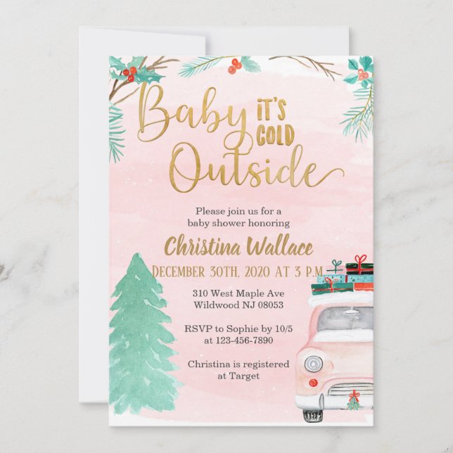 Invitations de douches pour bébés en hiver pour le (Devant)