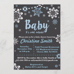 Invitations de douches pour bébés en hiver pour un