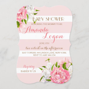 Invitations de douches pour bébés Floral Blush Peo